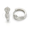 Argolla Huggie 02.175.0166.15 Plata Rodinada, con Micro Pave Blanca, Pulido, Rodinado