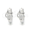 Argolla Huggie 02.175.0170.15 Plata Rodinada, Diseño de Corazón, con Micro Pave Blanca, Pulido, Rodinado