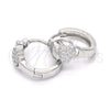 Argolla Huggie 02.175.0170.15 Plata Rodinada, Diseño de Corazón, con Micro Pave Blanca, Pulido, Rodinado