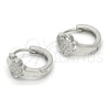 Argolla Huggie 02.175.0170.15 Plata Rodinada, Diseño de Corazón, con Micro Pave Blanca, Pulido, Rodinado