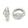 Argolla Huggie 02.175.0170.15 Plata Rodinada, Diseño de Corazón, con Micro Pave Blanca, Pulido, Rodinado