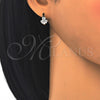 Argolla Huggie 02.175.0172.15 Plata Rodinada, Diseño de Flor, con Micro Pave Blanca, Pulido, Rodinado