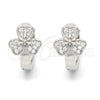 Argolla Huggie 02.175.0172.15 Plata Rodinada, Diseño de Flor, con Micro Pave Blanca, Pulido, Rodinado