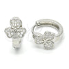 Argolla Huggie 02.175.0172.15 Plata Rodinada, Diseño de Flor, con Micro Pave Blanca, Pulido, Rodinado