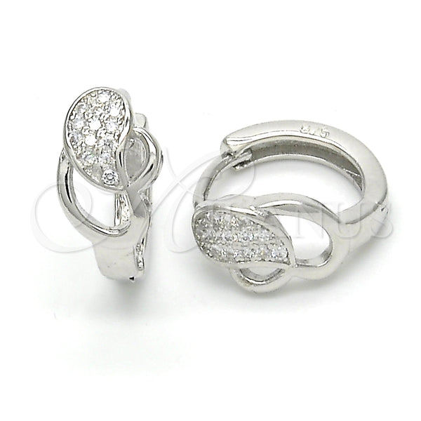 Argolla Huggie 02.175.0173.15 Plata Rodinada, con Micro Pave Blanca, Pulido, Rodinado