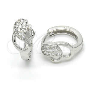 Argolla Huggie 02.175.0173.15 Plata Rodinada, con Micro Pave Blanca, Pulido, Rodinado