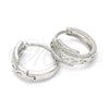 Argolla Huggie 02.175.0174.15 Plata Rodinada, con Micro Pave Blanca, Pulido, Rodinado