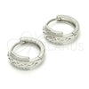 Argolla Huggie 02.175.0174.15 Plata Rodinada, con Micro Pave Blanca, Pulido, Rodinado