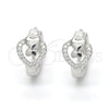 Argolla Huggie 02.175.0176.15 Plata Rodinada, Diseño de Corazón, con Micro Pave Blanca, Pulido, Rodinado