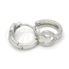 Argolla Huggie 02.175.0176.15 Plata Rodinada, Diseño de Corazón, con Micro Pave Blanca, Pulido, Rodinado