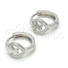 Argolla Huggie 02.175.0176.15 Plata Rodinada, Diseño de Corazón, con Micro Pave Blanca, Pulido, Rodinado