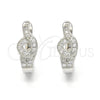 Argolla Huggie 02.175.0177.15 Plata Rodinada, con Micro Pave Blanca, Pulido, Rodinado