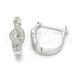 Argolla Huggie 02.175.0177.15 Plata Rodinada, con Micro Pave Blanca, Pulido, Rodinado