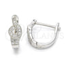 Argolla Huggie 02.175.0177.15 Plata Rodinada, con Micro Pave Blanca, Pulido, Rodinado