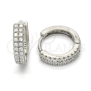 Argolla Huggie 02.175.0181.15 Plata Rodinada, con Zirconia Cubica Blanca, Pulido, Rodinado