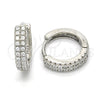 Argolla Huggie 02.175.0181.15 Plata Rodinada, con Zirconia Cubica Blanca, Pulido, Rodinado