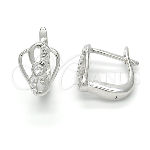 Argolla Huggie 02.175.0190.12 Plata Rodinada, con Zirconia Cubica Blanca, Pulido, Rodinado