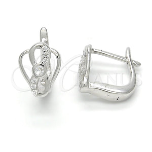 Argolla Huggie 02.175.0190.12 Plata Rodinada, con Zirconia Cubica Blanca, Pulido, Rodinado