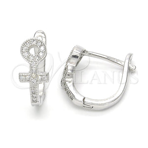 Argolla Huggie 02.175.0192.15 Plata Rodinada, con Micro Pave Blanca, Pulido, Rodinado