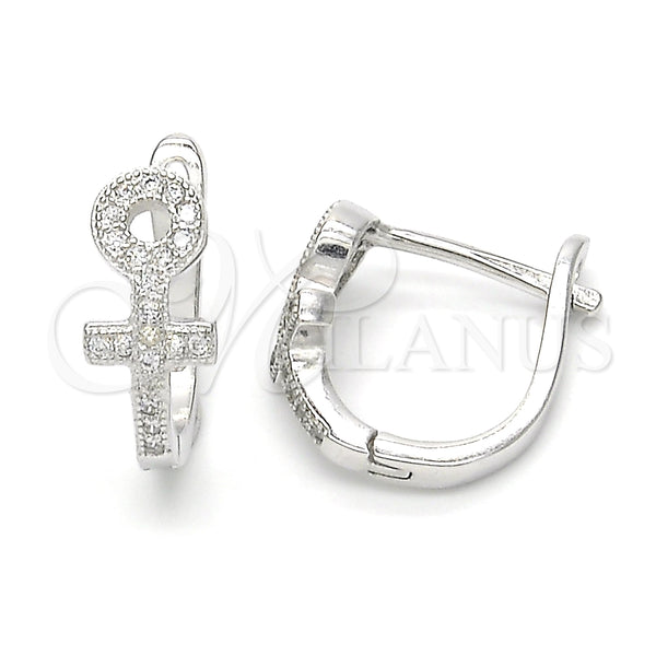Argolla Huggie 02.175.0192.15 Plata Rodinada, con Micro Pave Blanca, Pulido, Rodinado