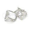Argolla Huggie 02.175.0193.12 Plata Rodinada, Diseño de Corazón, con Micro Pave Blanca, Pulido, Rodinado