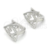 Argolla Huggie 02.175.0193.12 Plata Rodinada, Diseño de Corazón, con Micro Pave Blanca, Pulido, Rodinado