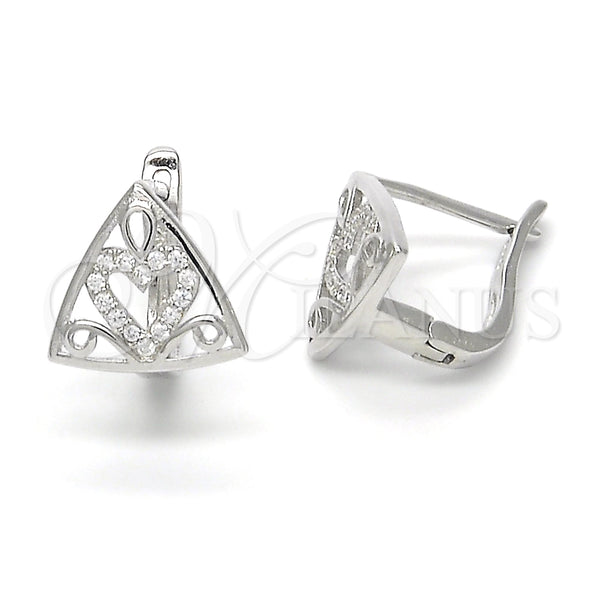 Argolla Huggie 02.175.0193.12 Plata Rodinada, Diseño de Corazón, con Micro Pave Blanca, Pulido, Rodinado