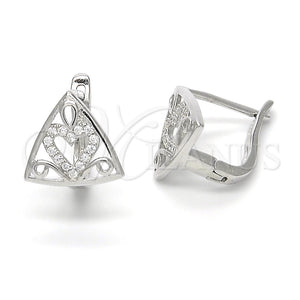 Argolla Huggie 02.175.0193.12 Plata Rodinada, Diseño de Corazón, con Micro Pave Blanca, Pulido, Rodinado