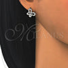 Argolla Huggie 02.175.0194.11 Plata Rodinada, Diseño de Mariposa y Corazón, con Micro Pave Blanca, Pulido, Rodinado