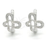 Argolla Huggie 02.175.0194.11 Plata Rodinada, Diseño de Mariposa y Corazón, con Micro Pave Blanca, Pulido, Rodinado