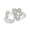 Argolla Huggie 02.175.0194.11 Plata Rodinada, Diseño de Mariposa y Corazón, con Micro Pave Blanca, Pulido, Rodinado