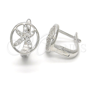 Argolla Huggie 02.175.0196.12 Plata Rodinada, con Micro Pave Blanca, Pulido, Rodinado