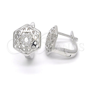Argolla Huggie 02.175.0197.12 Plata Rodinada, Diseño de Infinito, con Micro Pave Blanca, Pulido, Rodinado