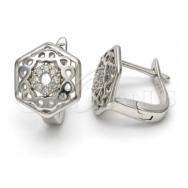 Argolla Huggie 02.175.0197.12 Plata Rodinada, Diseño de Infinito, con Micro Pave Blanca, Pulido, Rodinado