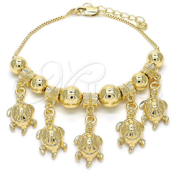 Pulsera de Dije 03.63.1912.08 Oro Laminado, Diseño de Tortuga, Pulido, Tono Dorado (01 MM Thickness, 8 Inches Length)