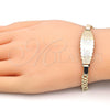 Pulsera con Placa 03.63.1913.08 Oro Laminado, Diseño de Elefante y Búho, Pulido, Tono Dorado (05 MM Thickness, 8 Inches Length)