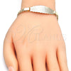 Pulsera con Placa 03.63.1913.08 Oro Laminado, Diseño de Elefante y Búho, Pulido, Tono Dorado (05 MM Thickness, 8 Inches Length)