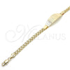 Pulsera con Placa 03.63.1913.08 Oro Laminado, Diseño de Elefante y Búho, Pulido, Tono Dorado (05 MM Thickness, 8 Inches Length)