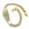 Pulsera con Placa 03.63.1913.08 Oro Laminado, Diseño de Elefante y Búho, Pulido, Tono Dorado (05 MM Thickness, 8 Inches Length)
