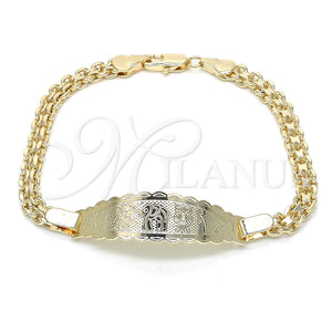 Pulsera con Placa 03.63.1913.08 Oro Laminado, Diseño de Elefante y Búho, Pulido, Tono Dorado (05 MM Thickness, 8 Inches Length)