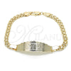 Pulsera con Placa 03.63.1913.08 Oro Laminado, Diseño de Elefante y Búho, Pulido, Tono Dorado (05 MM Thickness, 8 Inches Length)