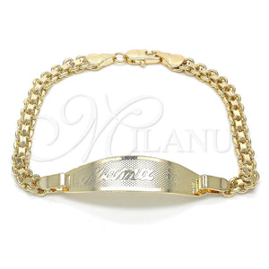 Pulsera con Placa 03.63.1914.08 Oro Laminado, Diseño de Flor, Pulido, Tono Dorado (05 MM Thickness, 8 Inches Length)