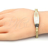 Pulsera con Placa 03.63.1914.1.08 Oro Laminado, Diseño de Flor, Pulido, Tres Tonos (05 MM Thickness, 8 Inches Length)