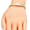 Pulsera con Placa 03.63.1914.1.08 Oro Laminado, Diseño de Flor, Pulido, Tres Tonos (05 MM Thickness, 8 Inches Length)