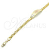 Pulsera con Placa 03.63.1914.1.08 Oro Laminado, Diseño de Flor, Pulido, Tres Tonos (05 MM Thickness, 8 Inches Length)