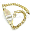 Pulsera con Placa 03.63.1914.1.08 Oro Laminado, Diseño de Flor, Pulido, Tres Tonos (05 MM Thickness, 8 Inches Length)