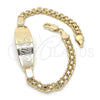 Pulsera con Placa 03.63.1915.08 Oro Laminado, Pulido, Tono Dorado (05 MM Thickness, 8 Inches Length)