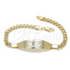Pulsera con Placa 03.63.1915.08 Oro Laminado, Pulido, Tono Dorado (05 MM Thickness, 8 Inches Length)