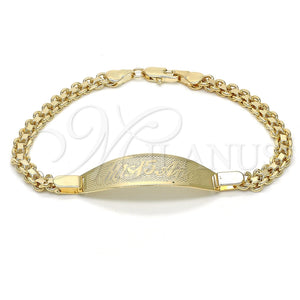 Pulsera con Placa 03.63.1915.08 Oro Laminado, Pulido, Tono Dorado (05 MM Thickness, 8 Inches Length)