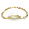 Pulsera con Placa 03.63.1915.08 Oro Laminado, Pulido, Tono Dorado (05 MM Thickness, 8 Inches Length)